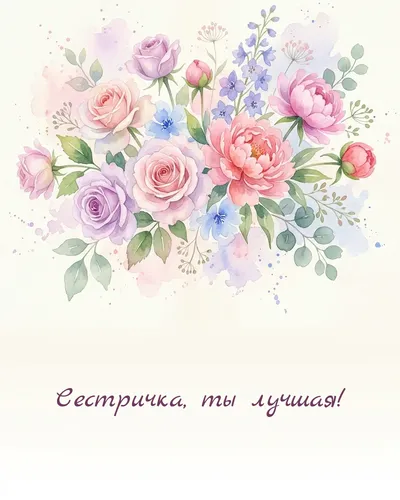 поздравительная открытка — Сестричка, ты лучшая!